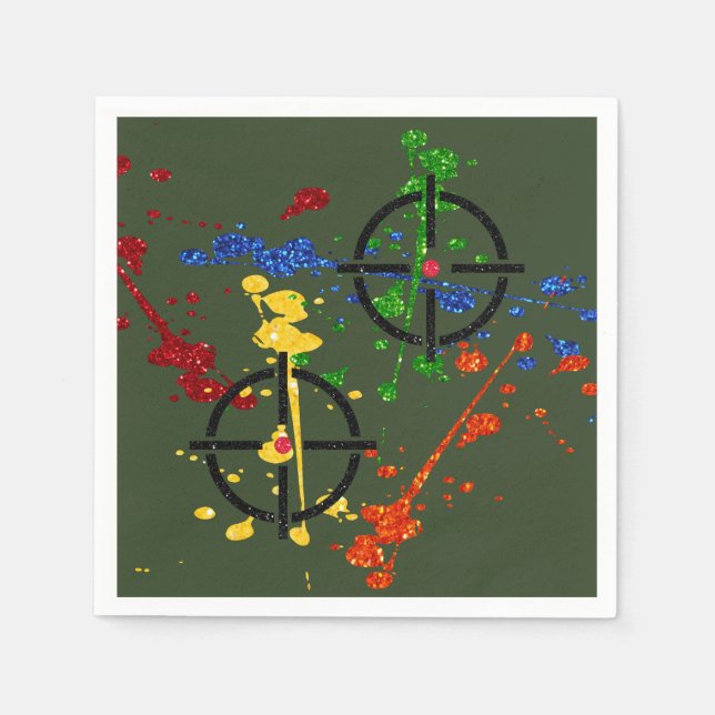 Guardanapo De Papel Alvos do Partido Paintball Glitter (Frente)