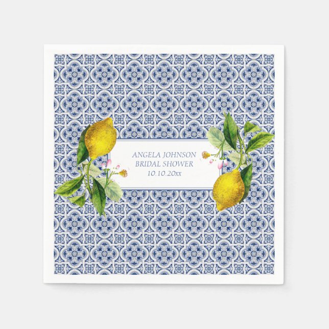 Guardanapo De Papel Amalfi Coast Lemon Tiles Italy Personalized names (Frente)