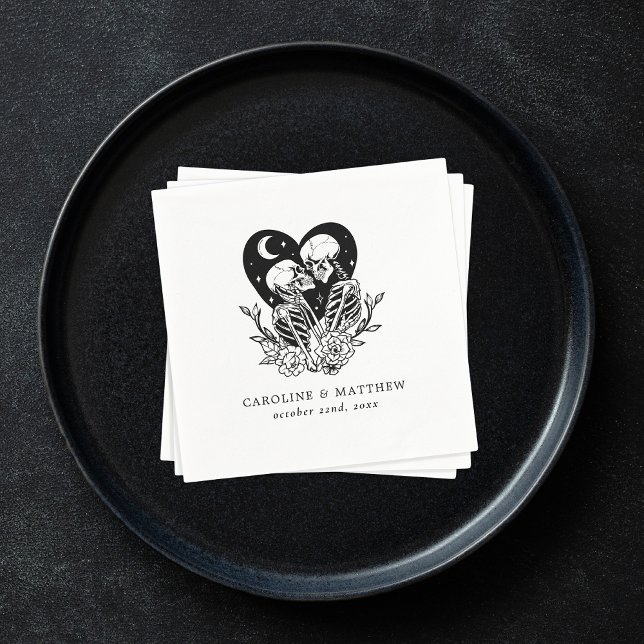 Guardanapo De Papel Amantes Até Casamento de Esqueletos e Rosas de Mor (Criador carregado)