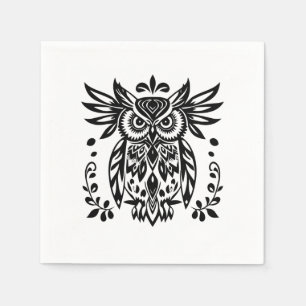 Guardanapo De Papel Amantes de Coruja Rustic Florestas Preto Branco Bo