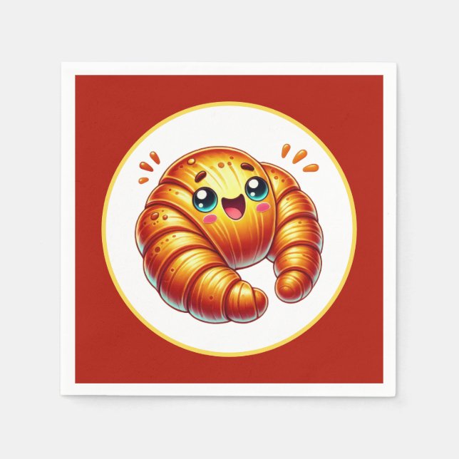 Guardanapo De Papel Amantes de croissant, bonitos, servindo (Frente)