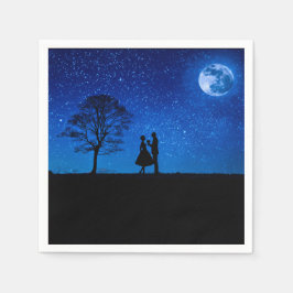 Guardanapo De Papel Amantes sob uma lua cheia  