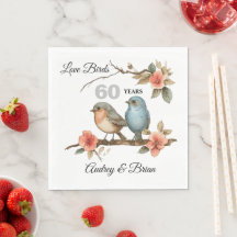 Amar Aves Personalizadas Napkins no 60º aniversári