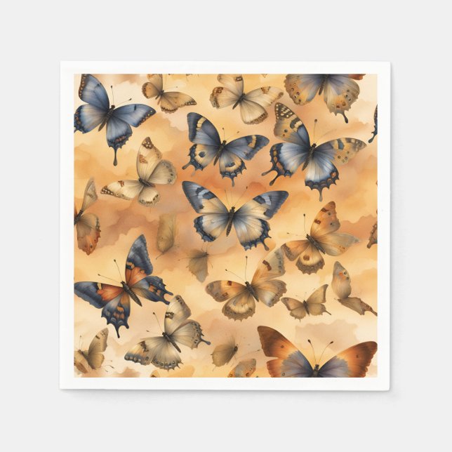 Guardanapo De Papel Amarelo, amarelo-areia, ocre, manteiga azul de aqu (Frente)