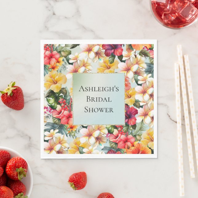 Guardanapo De Papel Amarelo-branco-tropical Hibiscus floral (Insitu)