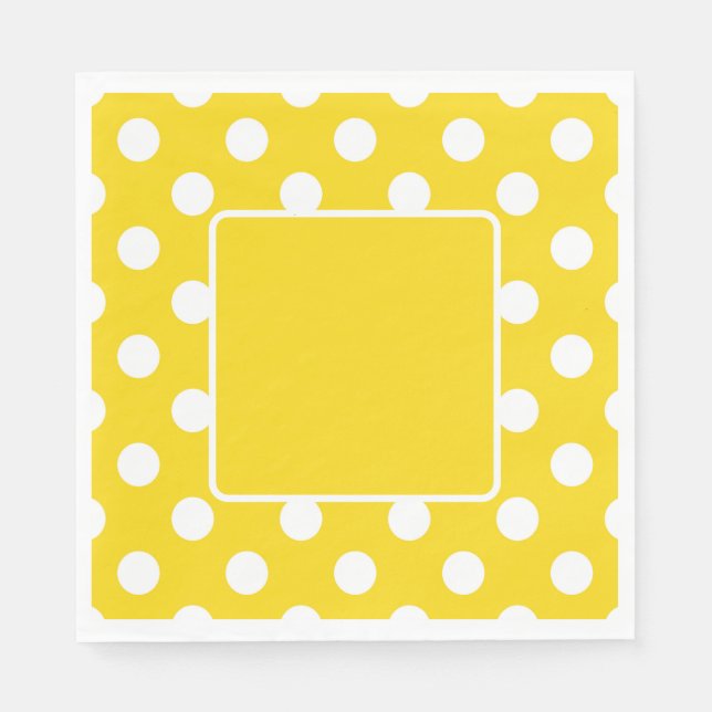 Guardanapo De Papel Amarelo Com Bolinhas Brancas (Frente)