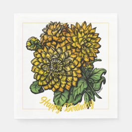 Guardanapo De Papel Amarelo Dahlias Floral