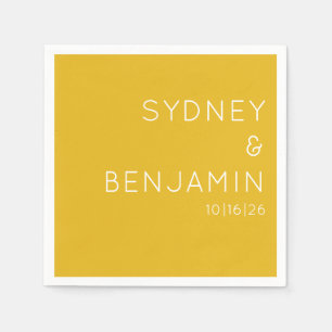 Guardanapo De Papel Amarelo de Casamento Personalizado Moderno Minimal
