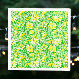 Guardanapo De Papel Amarelo Floral Verde / Festa no Jardim da Primaver