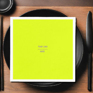 Guardanapo De Papel amarelo fluorescente de cor sólida - seu logotipo