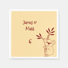 Guardanapo De Papel Amarelo Manteiga & Vermelho Animais Australianos A
