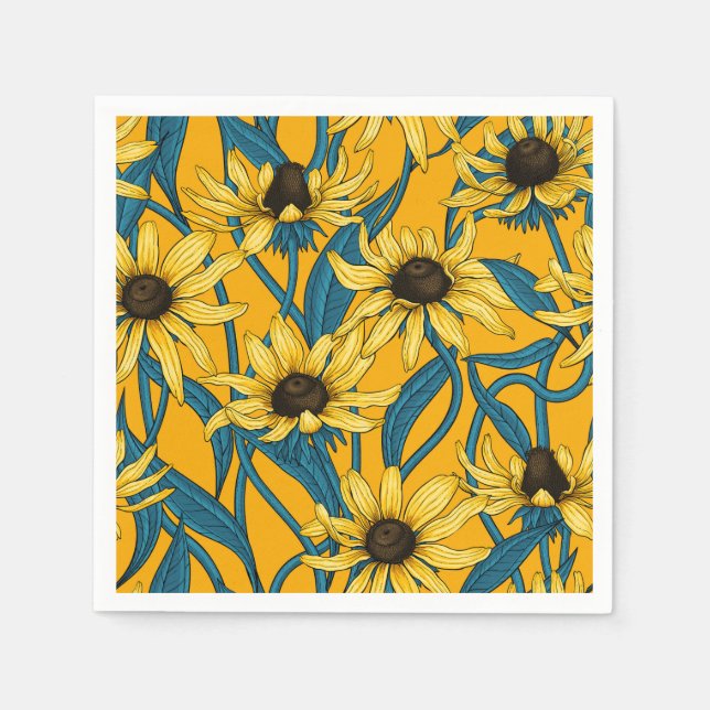 Guardanapo De Papel Amarelo Rudbekia em amarelo (Frente)