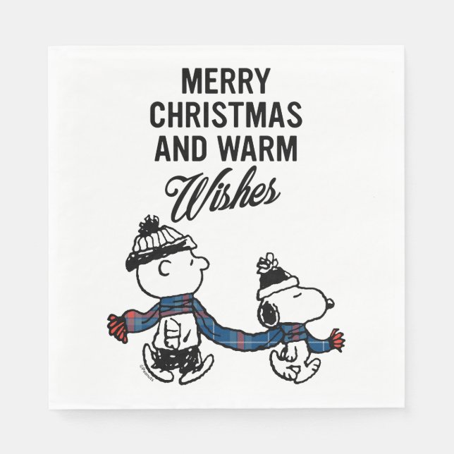 Guardanapo De Papel Amendoins | Feliz Natal Snoopy & Charlie Brown (Frente)