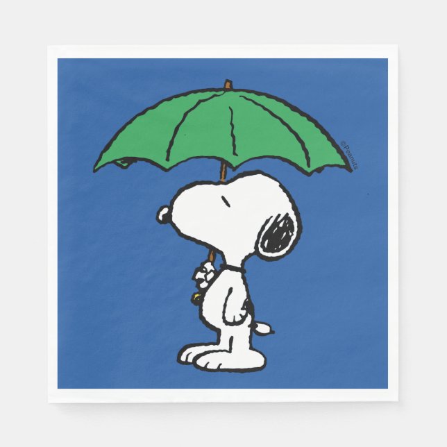 Guardanapo De Papel Amendoins | Snoopy Green Umbrella (Frente)