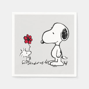 Guardanapo De Papel Amendoins   Snoopy & Woodstock Vermelho & Preto