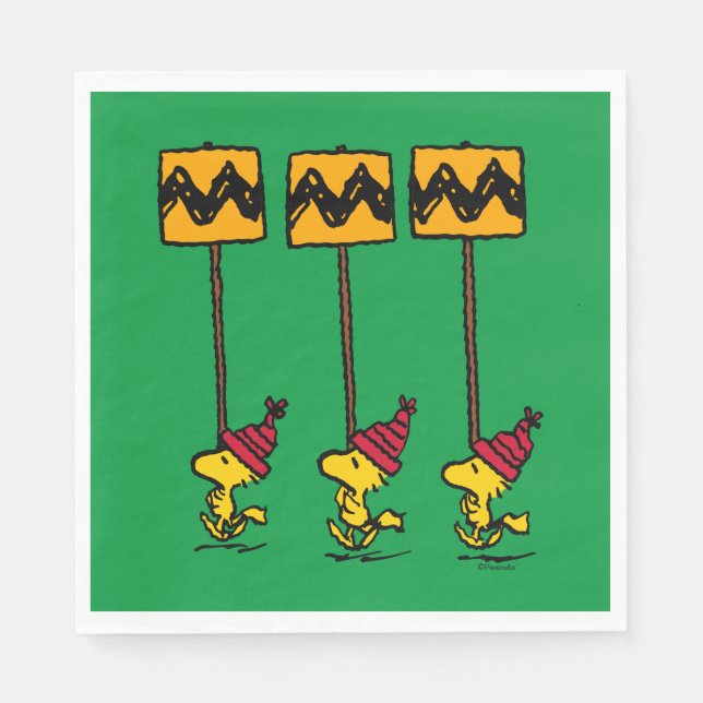 Guardanapo De Papel Amendoins | Woodstock & Friends Sign March (Frente)