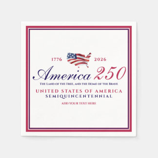 Guardanapo De Papel America 250 Land of Free Home Brave Red Patriotic