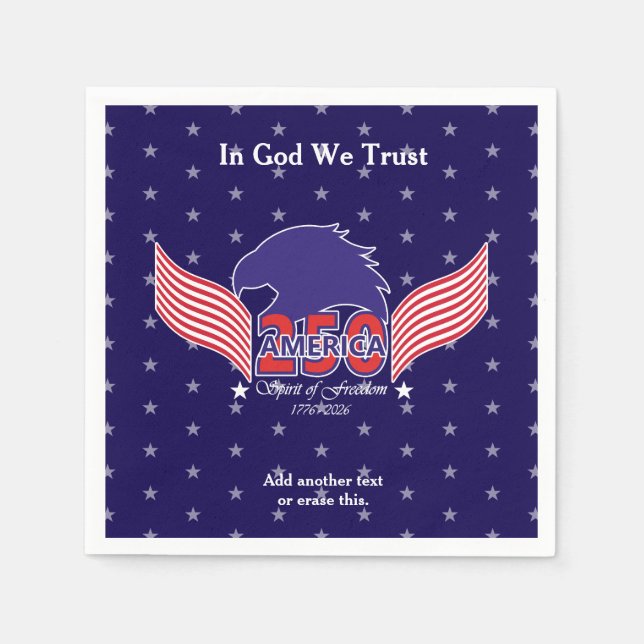 Guardanapo De Papel America 250th-Spirit of Freedom-Blue-Editable Text (Frente)
