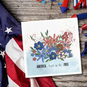 Guardanapo De Papel "América Terra dos Libertados" 4 de julho Floral