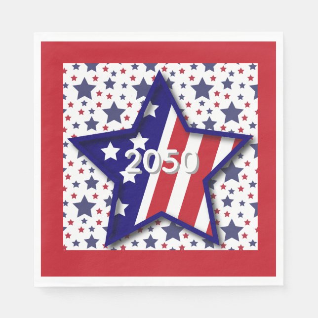 Guardanapo De Papel American Birthday 2025 Star Paper Napkin (Frente)
