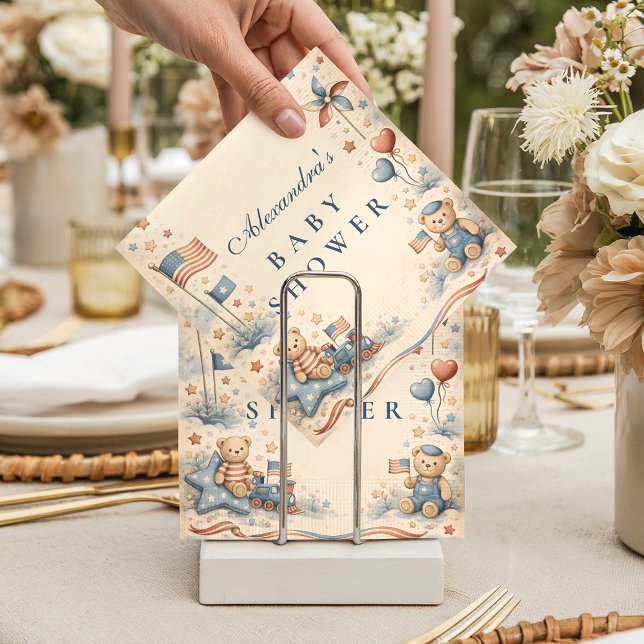 Guardanapo De Papel American Boy Stars and Stripes Baby Shower (Criador carregado)