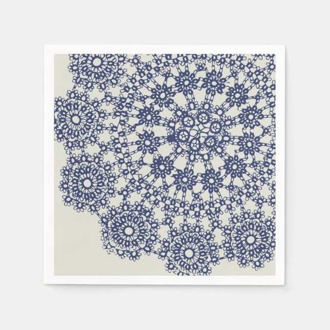 Guardanapo De Papel American Doily & Lace, 12, Blue On Cream Paper Pla (Frente)