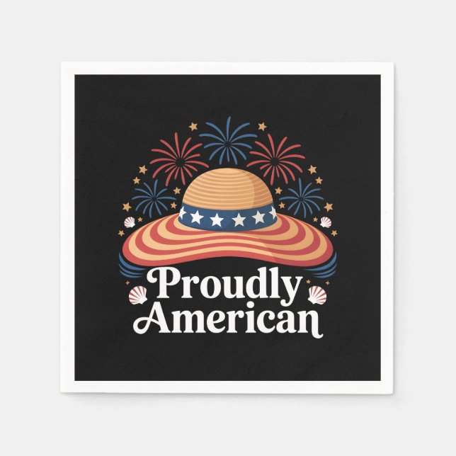 Guardanapo De Papel American Flag Sunhat - Orgulhosamente Americano (Frente)