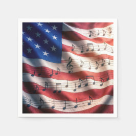 Guardanapo De Papel American Flag With Musical Notes