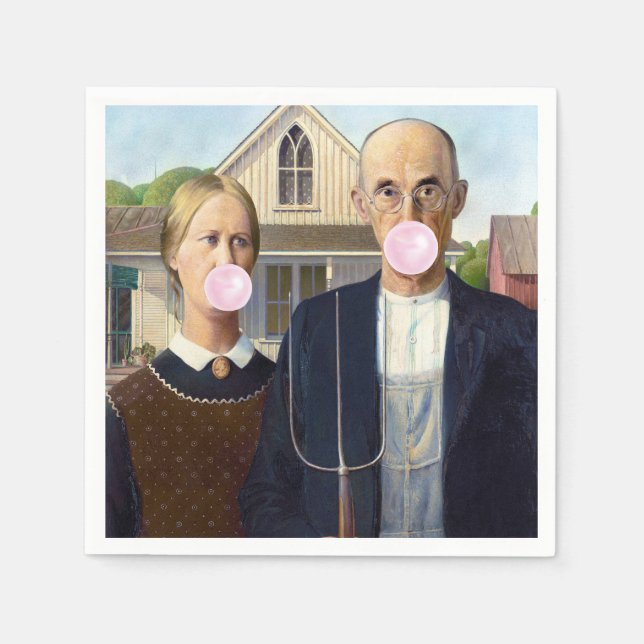 Guardanapo De Papel American Gothic Grant Wood (Frente)