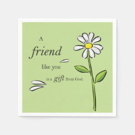 Guardanapo De Papel Amigo presente de Deus, margarida em verde, religi