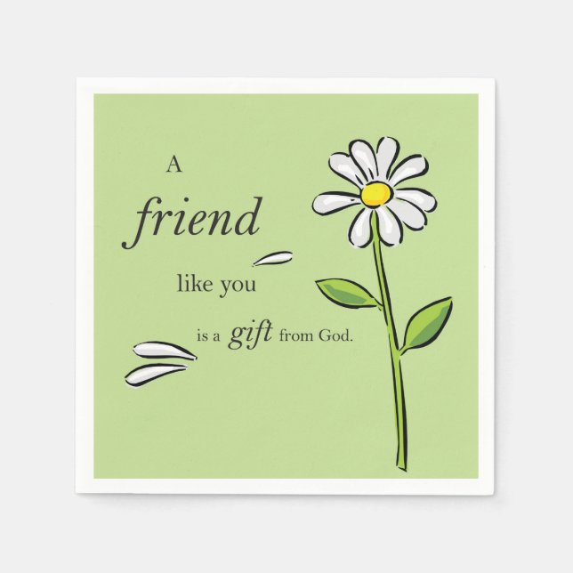 Guardanapo De Papel Amigo presente de Deus, margarida em verde, religi (Frente)