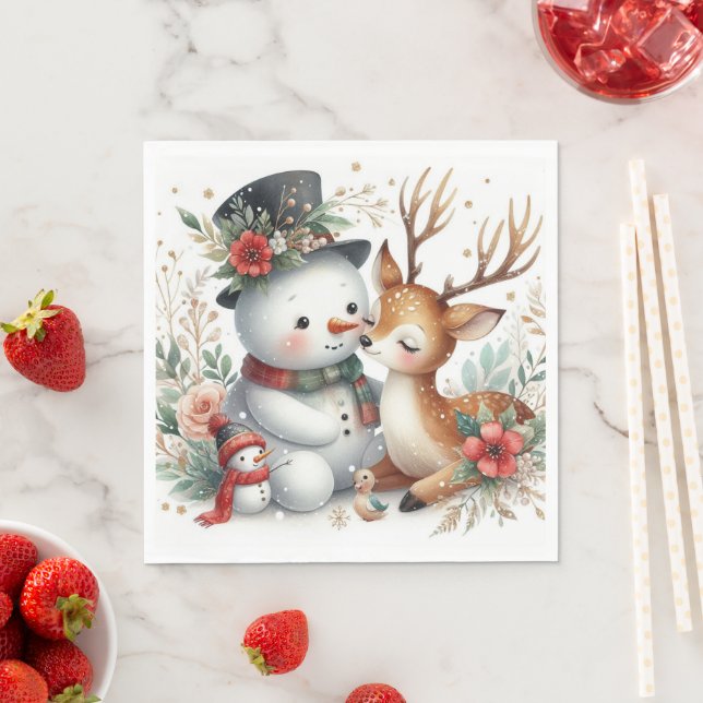 Guardanapo De Papel Amigos Boneco de Neve e Rena (Insitu)