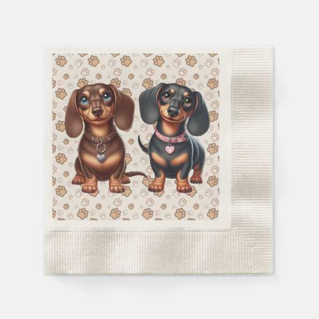 Guardanapo De Papel Amigos bonitos de dachshund (Frente)