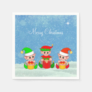 Guardanapo De Papel Amigos Duendes de Natal Modernos Engraçados e Fofo