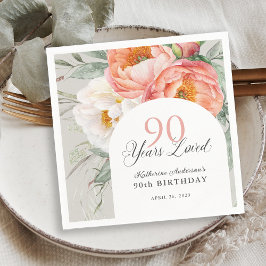 Guardanapo De Papel Amo 90 Anos 90 Floral Feminina Ama Aniversário
