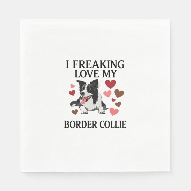 Guardanapo De Papel Amo Muito Border Collie Corações_1 (Frente)