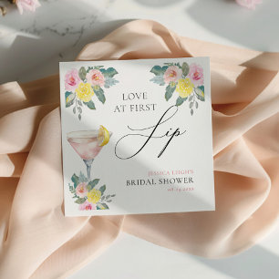 Guardanapo De Papel Amor à Primeira Bebida Brilho Cocktail Chá de Noiv