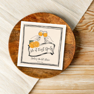 Guardanapo De Papel Amor à primeira spritz retro laranja chá de noiva