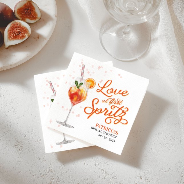 Guardanapo De Papel Amor à Primeira Taça de Spritz Festa de Noivado (Criador carregado)