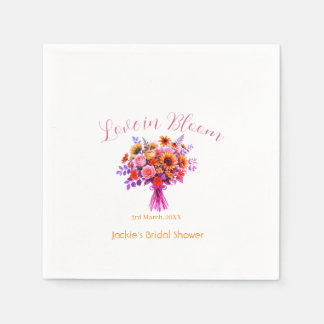 Guardanapo De Papel amor boho rosa em flor nome chá de noiva retrô