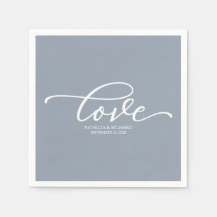 Guardanapo De Papel Amor - Casamento Chic Script Azul Poento