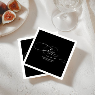 Guardanapo De Papel Amor - Casamento Elegante Preto e Branco