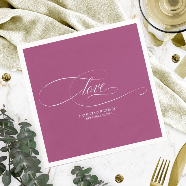 Guardanapo De Papel Amor - Casamento Elegante Rosa Cassis (Criador carregado)