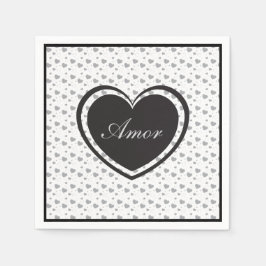 Guardanapo De Papel Amor Cinza brilhante corações românticos fofos