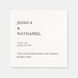 Guardanapo De Papel Amor Citação Negra Moderna e Casamento Branco