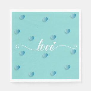 Guardanapo De Papel Amor coração de caligrafia ciano