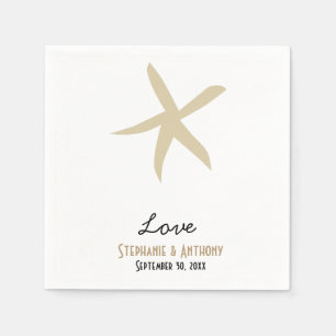 Guardanapo De Papel Amor de Casamento de Praia Náutica Dourada Starfis