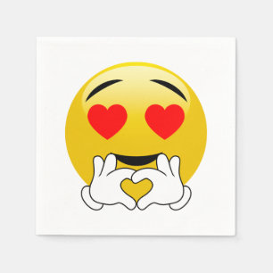 Guardanapo De Papel Amor de Emoji dos olhos & das mãos do coração