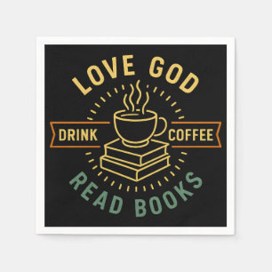 Guardanapo De Papel Amor Deus Beba Café Ler Livros Vintage