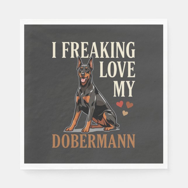 Guardanapo De Papel Amor Dobermann Amante de Cachorro (Frente)
